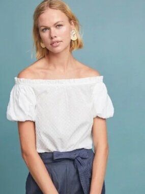 Maeve by Anthropologie White off the Shoulder Sojourner Top​​​​
